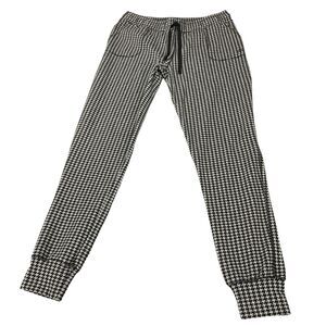 Albion Black Check Jetsetters Joggers Size Large Tall Womens Gray Houndstooth